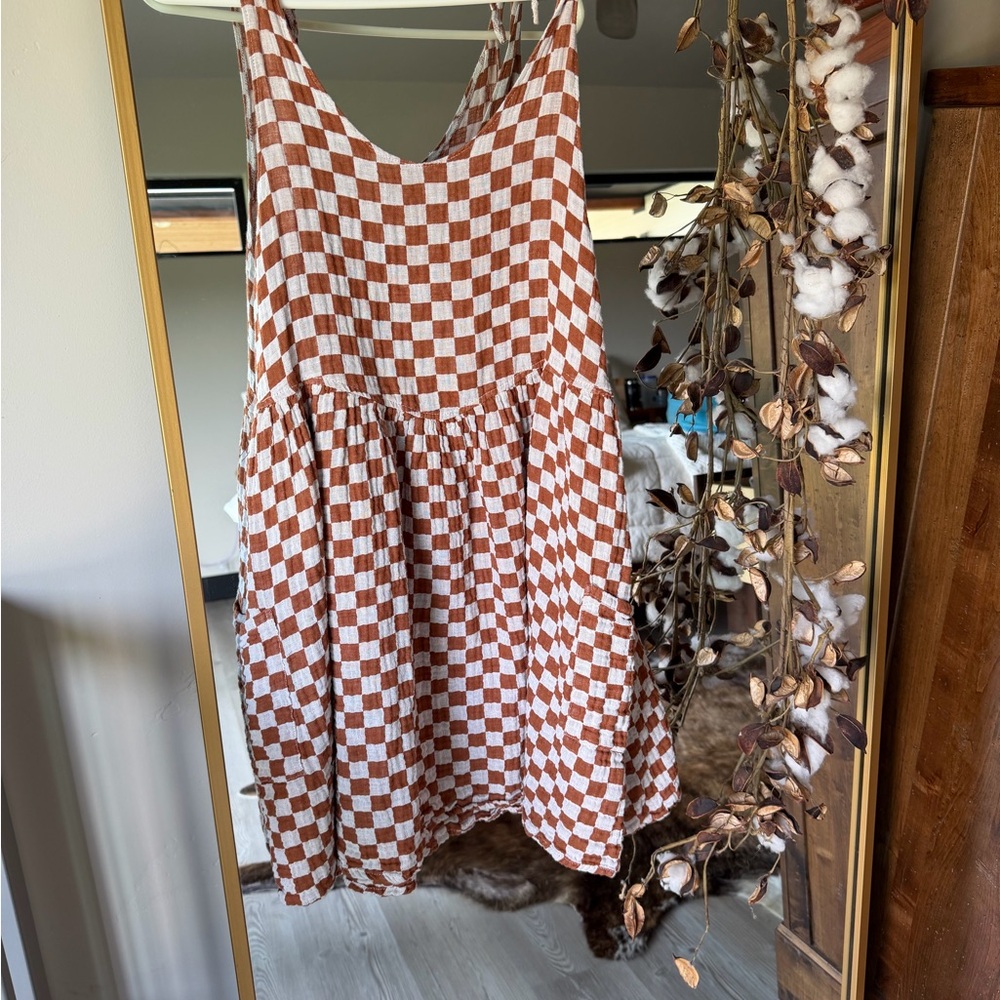 Rust and cream Checkered Dress